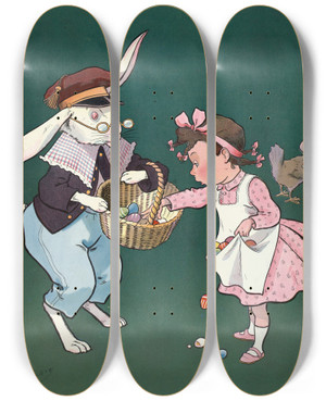 Triptych art skateboard deck of Louis Glackens Puck Easter_1 by Louis Glackens (1866-1933)