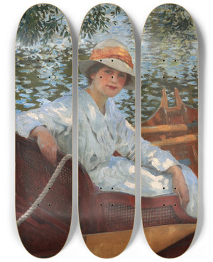 Triptych art skateboard deck of William Henry Margetson A Summers Row by William Henry Margetson (1861-1940)