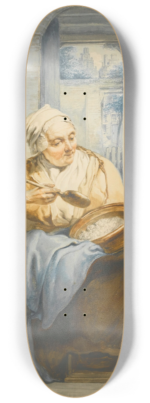 Jacob van Strij - Interior With An Old Lady Preparing Food 8.25 inch art skate deck