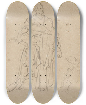 Triptych art skateboard deck of Prosper Lafaye Saint by Prosper Lafaye (1806-1883)