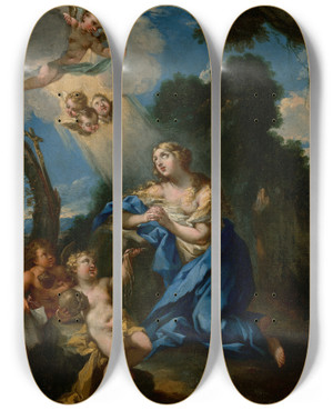 Triptych art skateboard deck of Michele Rocca Penitent Magdalene by Michele Rocca (1666-1751)