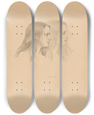 Triptych art skateboard deck of George Frederic Watts Untitled by George Frederic Watts (1817-1904)