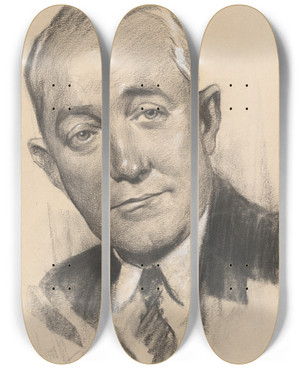 Triptych art skateboard deck of Samuel Johnson Woolf George Michael Cohan by Samuel Johnson Woolf (1880-1948)