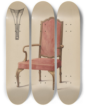 Triptych art skateboard deck of Carl Weiss Armchair by Carl Weiss