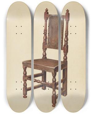 Triptych art skateboard deck of Gilbert Sackerman Side Chair_2 by Gilbert Sackerman (20-)