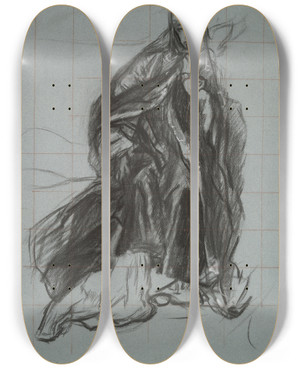 Triptych art skateboard deck of Edwin Austin Abbey Study For The Queen From The Play Scene Hamlet Act 3 Scene2 by Edwin Austin Abbey (1852-1911)
