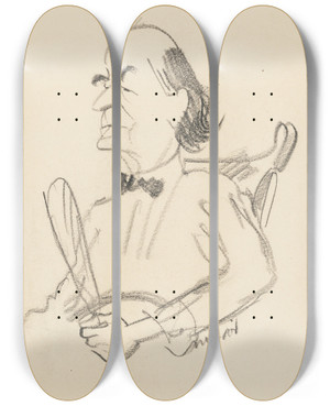 Triptych art skateboard deck of Henry Major William Jennings Bryan by Henry Major (1889-1948)