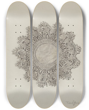 Triptych art skateboard deck of Frank Nelson Doily_1 by Frank Nelson
