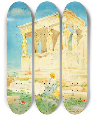 Triptych art skateboard deck of Henry Bacon The Erechtheum by Henry Bacon (1839-1912)