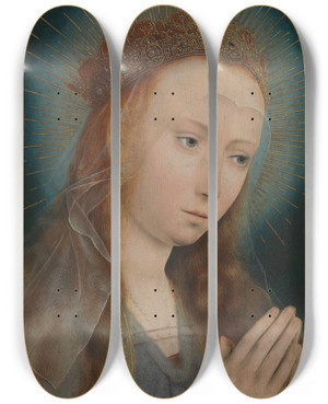 Triptych art skateboard deck of Quentin Massys Virgin At Prayer by Quentin Massys (1466-1530)