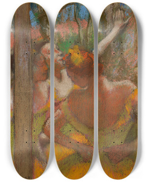 Triptych art skateboard deck of Edgar Degas Dancers_1 by Edgar Degas (1834-1917)