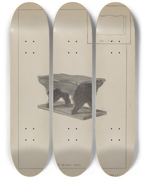 Triptych art skateboard deck of Albert Camilli Childs Bench by Albert Camilli