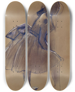 Triptych art skateboard deck of Edgar Degas Danseuse Debout De Profil by Edgar Degas (1834-1917)