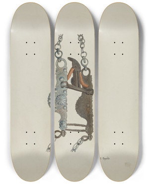Triptych art skateboard deck of Arthur P Reynolds Bit_6 by Arthur P Reynolds