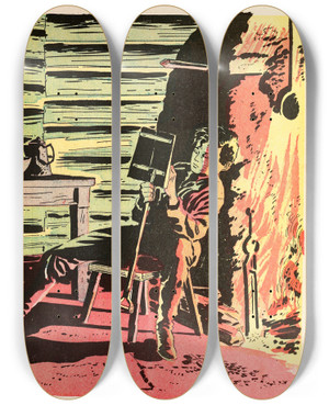 Triptych art skateboard deck of Us Information Agency Study by U S Information Agency (1953-1999)