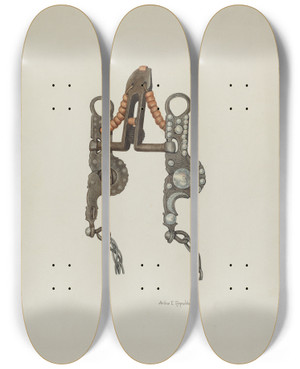 Triptych art skateboard deck of Arthur P Reynolds Bit_5 by Arthur P Reynolds