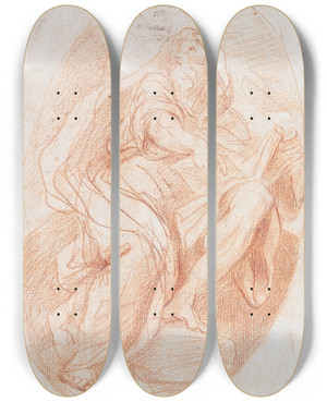 Triptych art skateboard deck of Francesco Trevisani The Prophet Baruch by Francesco Trevisani (1656-1746)