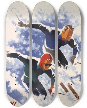 Triptych art skateboard deck of Joseph Binder Jantzen by Joseph Binder (1898-1972)