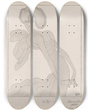 Triptych art skateboard deck of Ralph Barton Billie Burke by Ralph Barton (1891-1931)