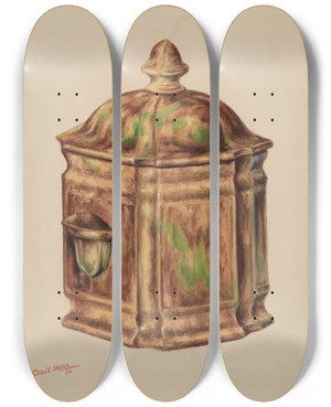 Triptych art skateboard deck of Charles Moss Sugar Bowl by Charles Moss
