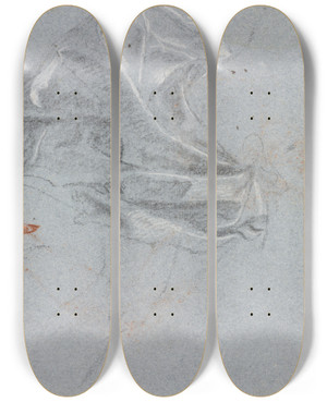 Triptych art skateboard deck of Francesco Lorenzi Drapery Study_1 by Francesco Lorenzi (1723-1787)