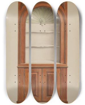Triptych art skateboard deck of Ferdinand Cartier Corner Cupboard_2 by Ferdinand Cartier