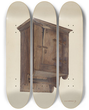 Triptych art skateboard deck of Ernest A Towers Jr Hanging Closet by Ernest A Towers Jr (20-)