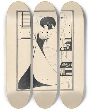 Triptych art skateboard deck of Aubrey Vincent Beardsley Illustration To Salome By Oscar Wilde 5 by Aubrey Vincent Beardsley (1872-1898)