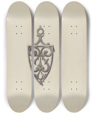 Triptych art skateboard deck of Roy Weber Iron Stand by Roy Weber
