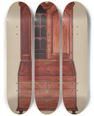 Triptych art skateboard deck of Leon Witt Secretary by Leon Witt