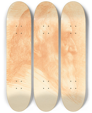 Triptych art skateboard deck of Alphonse Legros Selfportrait 10Th Plate by Alphonse Legros (1837-1911)