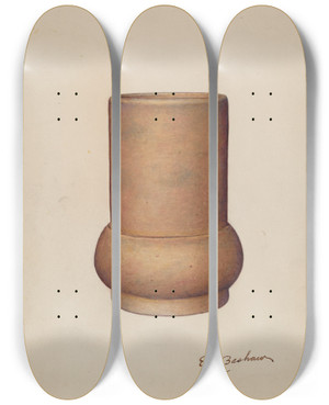 Triptych art skateboard deck of Edward Bashaw Vase by Edward Bashaw