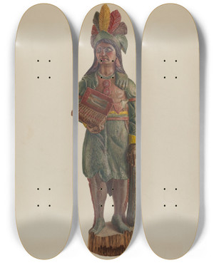 Triptych art skateboard deck of Adele Brooks Cigar Store Indian_2 by Adele Brooks