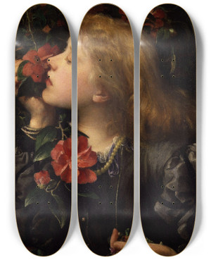 Triptych art skateboard deck of George Frederic Watts Dame Alice Ellen Terry Choosing by George Frederic Watts (1817-1904)