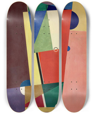 Triptych art skateboard deck of Georges Valmier Composition_2 by Georges Valmier (1885-1937)