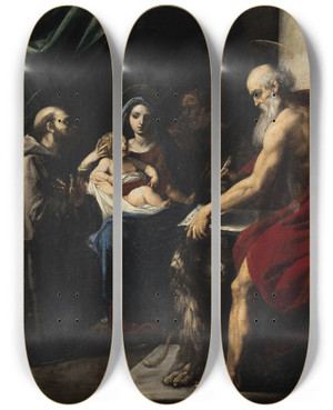 Triptych art skateboard deck of Giuseppe Cesari Huile Sur Cuivre by Giuseppe Cesari (1568-1640)