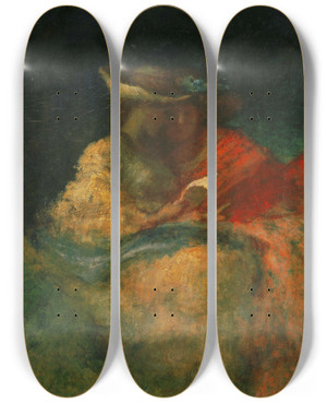 Triptych art skateboard deck of Robert Loftin Newman The Letter by Robert Loftin Newman (1827-1912)