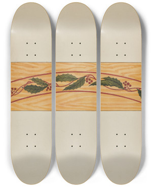 Triptych art skateboard deck of Wellington Blewett Decorative Panel From Rail Car Interior_3 by Wellington Blewett (20-)