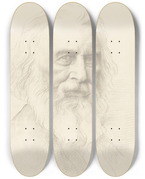 Triptych art skateboard deck of Alphonse Legros Hw Longfellow 2Nd Plate by Alphonse Legros (1837-1911)