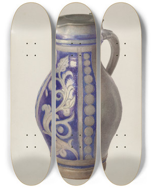 Triptych art skateboard deck of Carl Buergerniss Three Quart Beer Pitcher by Carl Buergerniss (20-)
