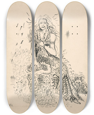 Triptych art skateboard deck of Arnold Peter Weiszkubnan Vila by Arnold Peter Weisz-Kubnan (1898-1944)