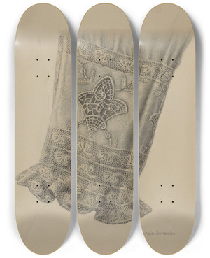 Triptych art skateboard deck of Erwin Schwabe Cuff Lace by Erwin Schwabe