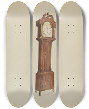Triptych art skateboard deck of Cornelius Christoffels Grandfather Clock by Cornelius Christoffels (1879-1960)