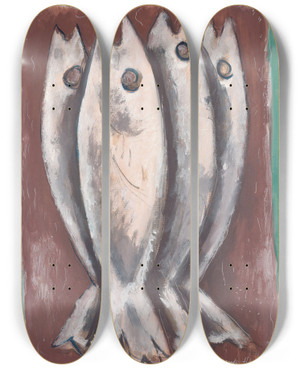 Triptych art skateboard deck of Marsden Hartley Seaghosts by Marsden Hartley (1877-1943)