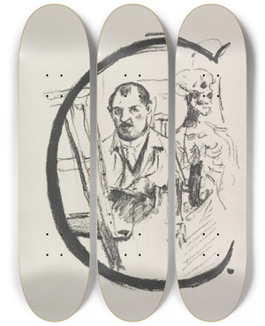 Triptych art skateboard deck of Lovis Corinth Das Abc by Lovis Corinth (1858-1925)