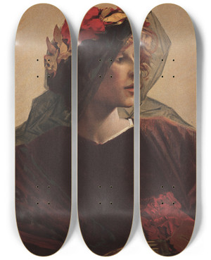 Triptych art skateboard deck of Alfredpierre Agache Impria by Alfred Pierre Agache (1843-1915)