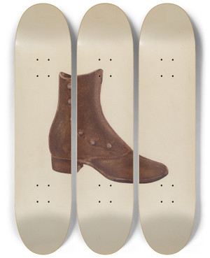Triptych art skateboard deck of Gerard Barnett Door Stop by Gerard Barnett