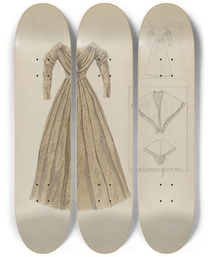 Triptych art skateboard deck of Mary E Humes Dress_9 by Mary E Humes (20-)