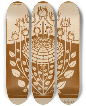 Triptych art skateboard deck of Julie De Graag Rozenstruik by Julie de Graag (1877-1924)