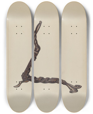 Triptych art skateboard deck of Edward L Loper Cork Compressor by Edward L Loper (1916-2011)